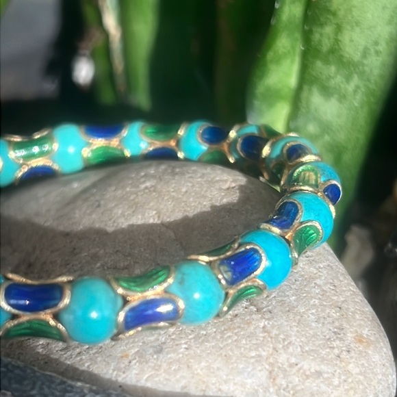18 karat gold enamel and turquoise bracelet - Picture 12 of 14